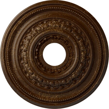 Ekena Millwork Orleans Ceiling Medallion (Canopies up to 4 5/8"), 17 5/8"OD X 3 5/8"ID X 1 7/8"P, Root Beer Crackle CM17OLRBC